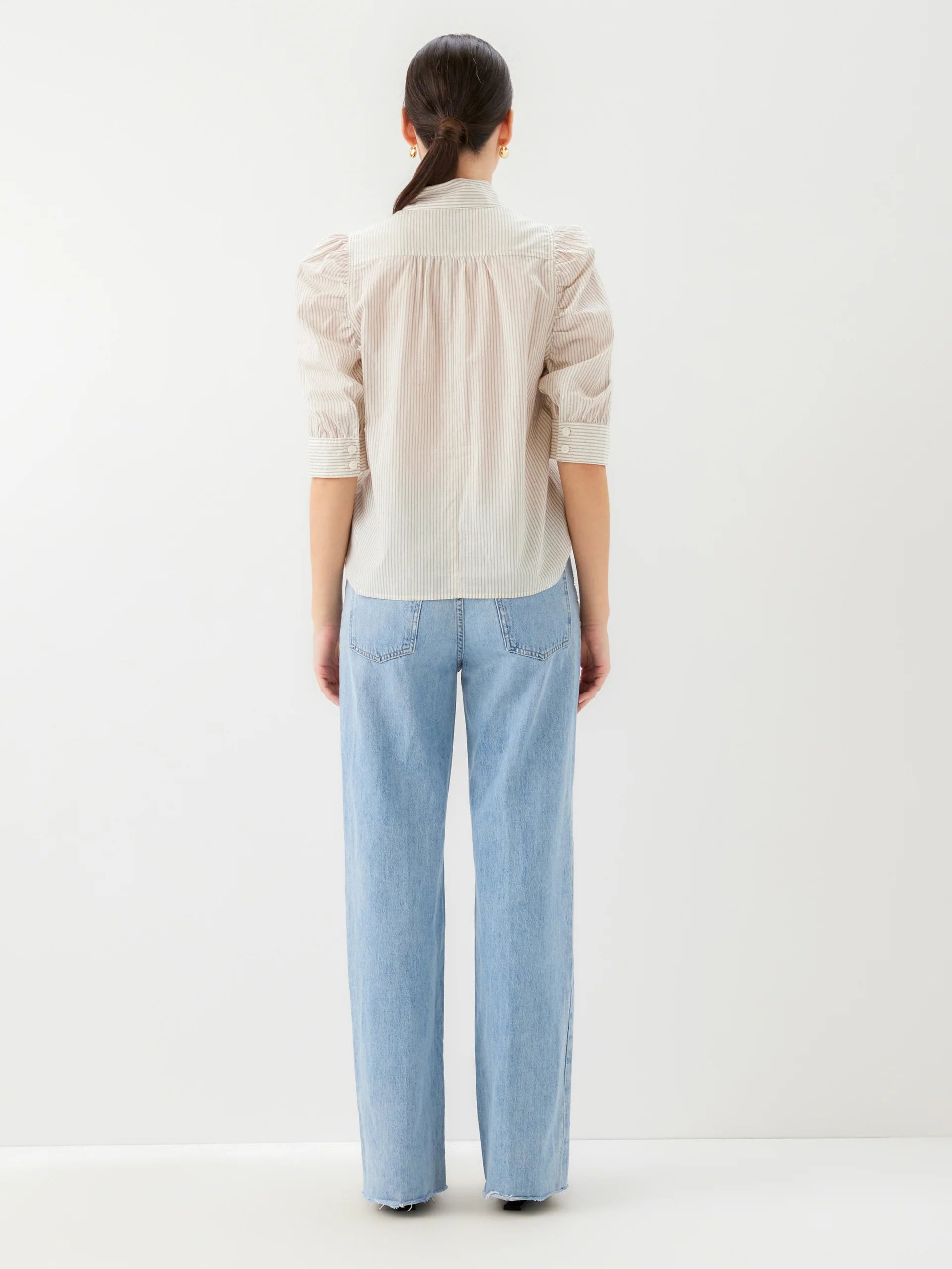 MARGOT EMB MANDARIN STRIPE SHIRT