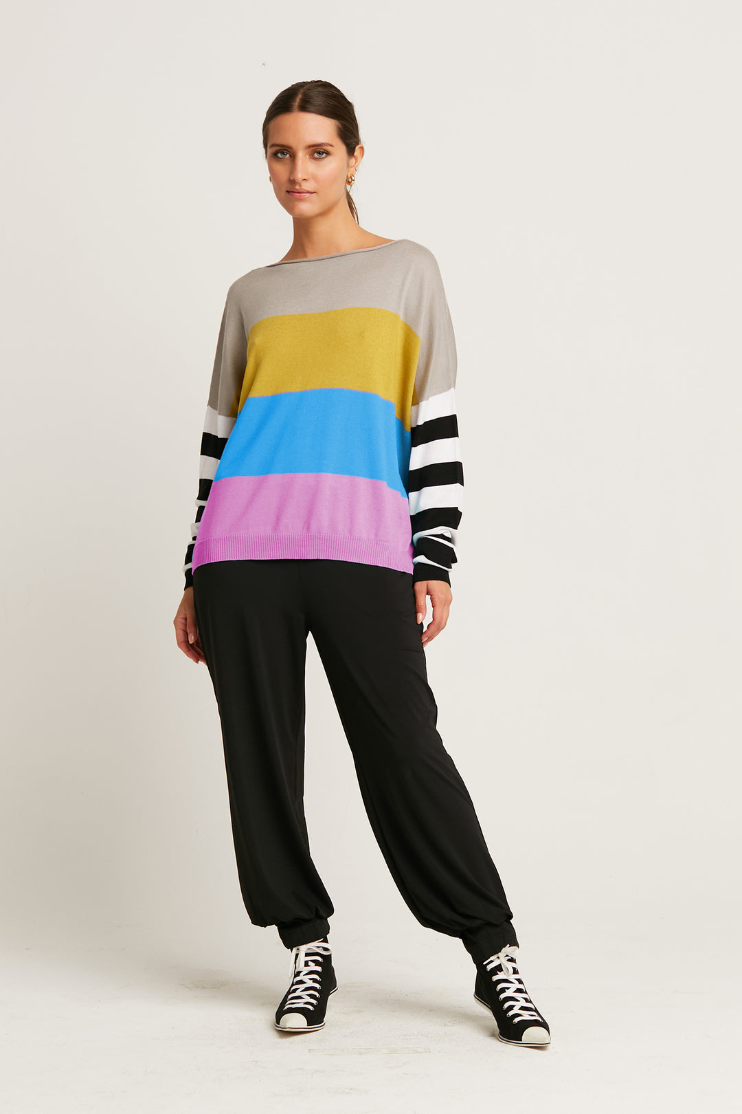PLANET PIMA COTTON ALL STRIPED CREWNECK SWEATER