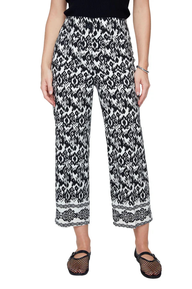 RENUAR LINEN BLEND BORDER PRINT PANT
