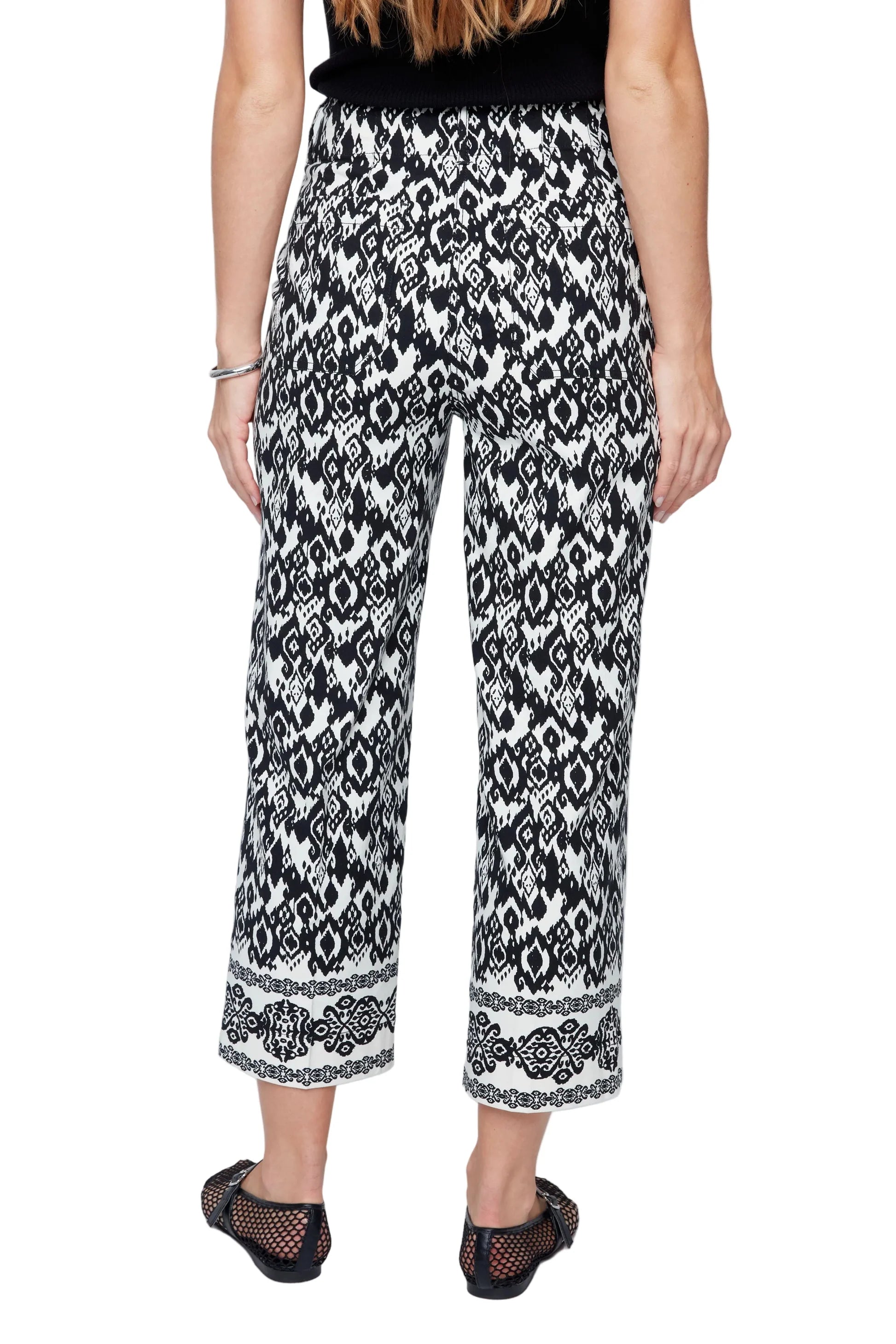 RENUAR LINEN BLEND BORDER PRINT PANT