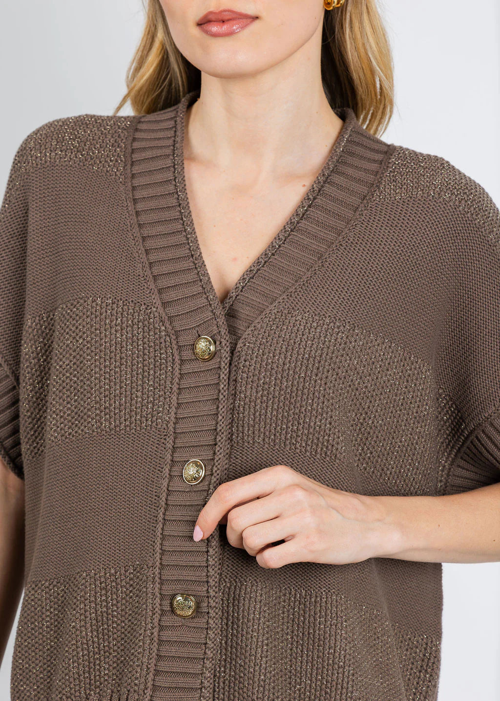 REPEAT TEXTURED METALLIC CARDIGAN
