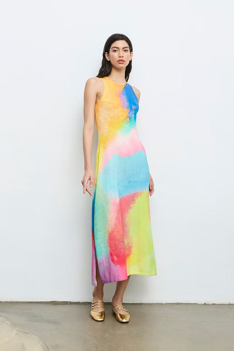 ALDO MARTINS SLEEVELESS WATERCOLOR MAXI